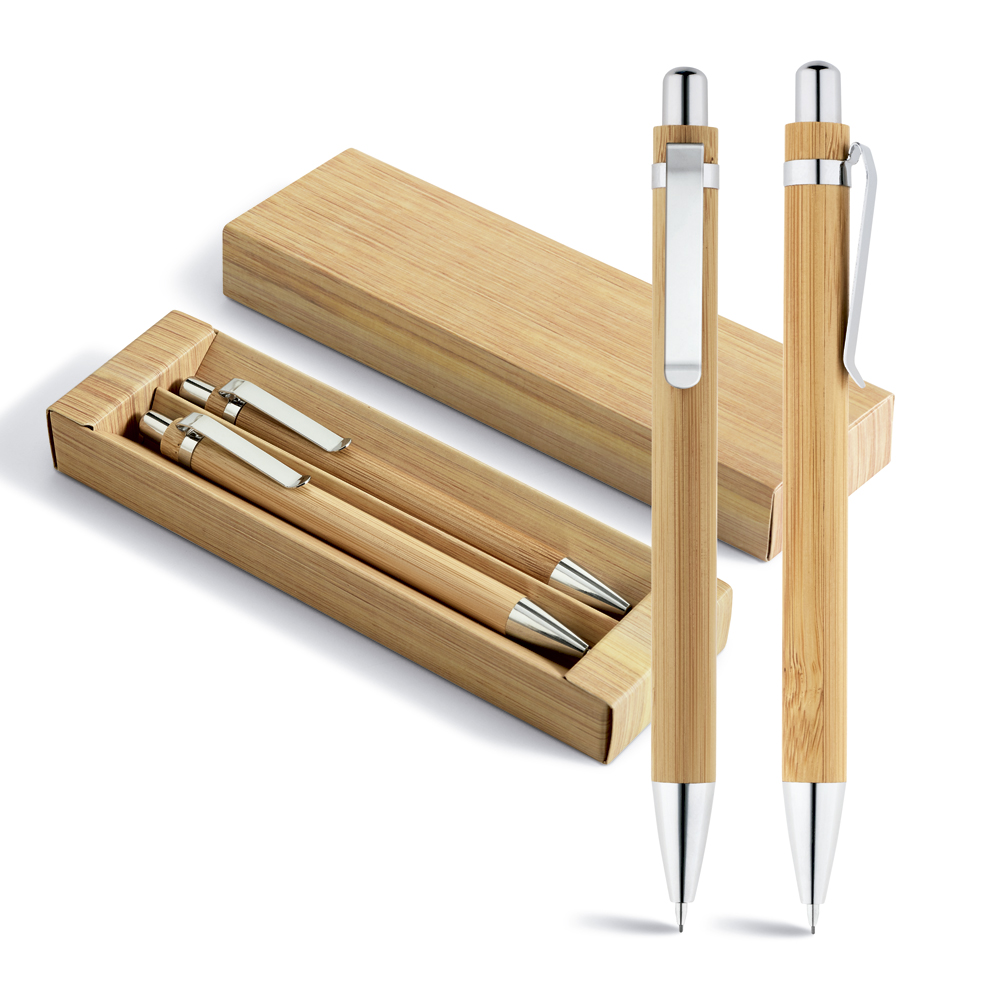 Set de stylos en bambou dans un coffret, Fin d'année !, XD Collection
